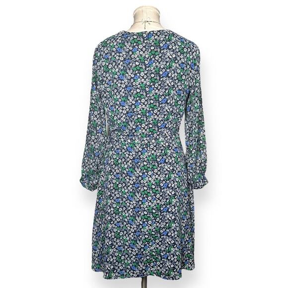 BANANA REPUBLIC Floral Faux Wrap Chic Dress Tie Front Sheer 3/4 Sleeve A-Line 4 - Picture 7 of 13